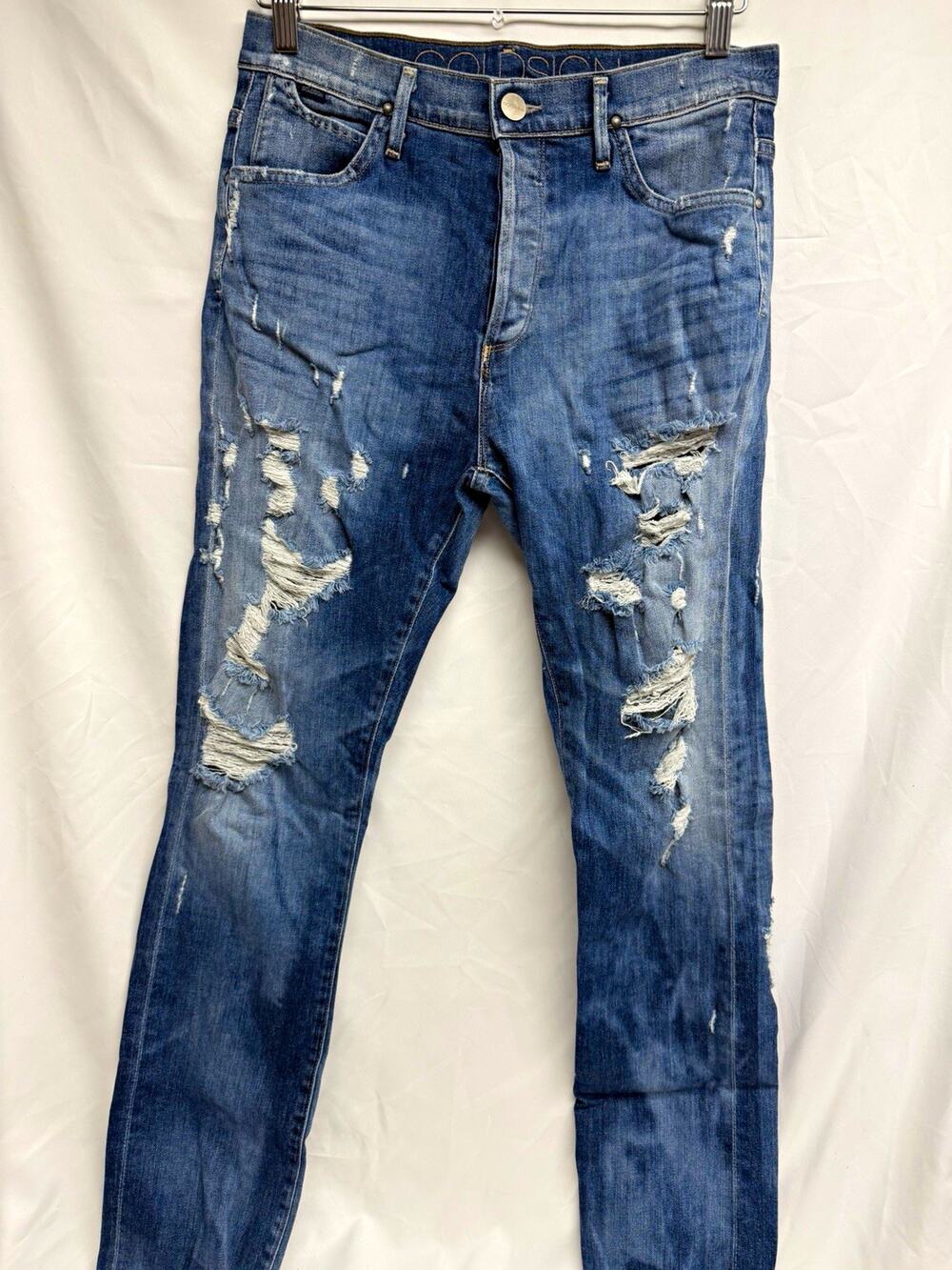 Goldsign Women's Blue Distressed Skinny Denim Jeans US Made size 26